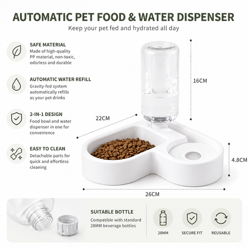 AquaFlow™ Automatic Pet Water & Food Dispenser